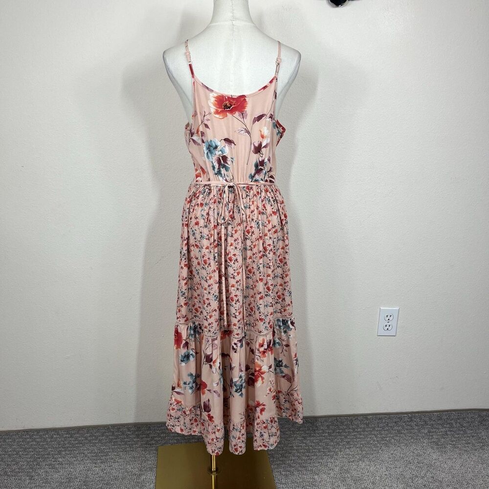 Band Of Gypsies Dress Women Small Pink Floral Midi Sundress Boho Prairie Cottage - Picture 2 of 8